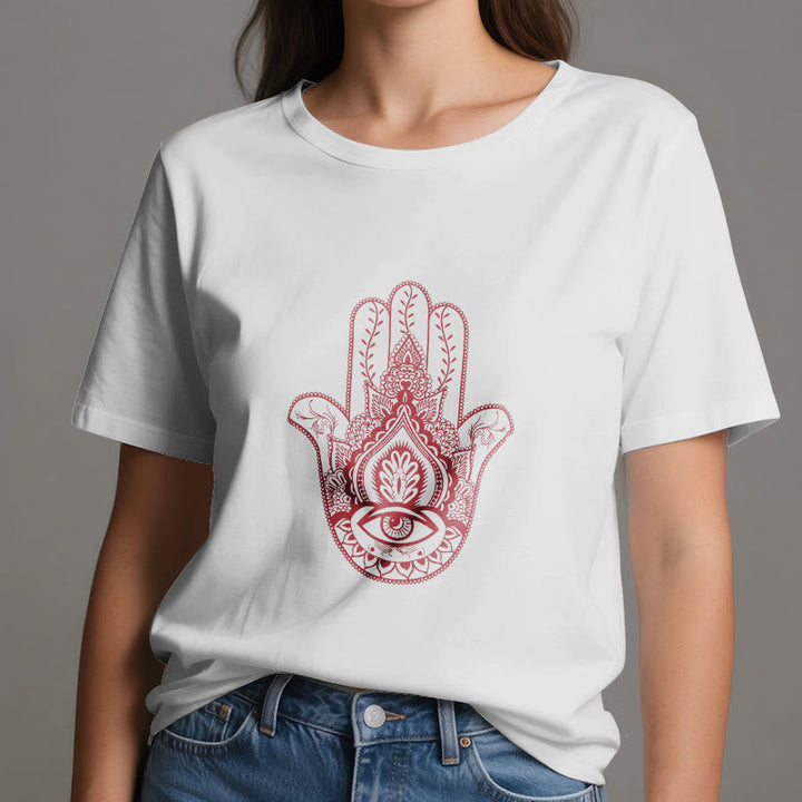 Camiseta de algodón suave con hamsa de Olivenorma