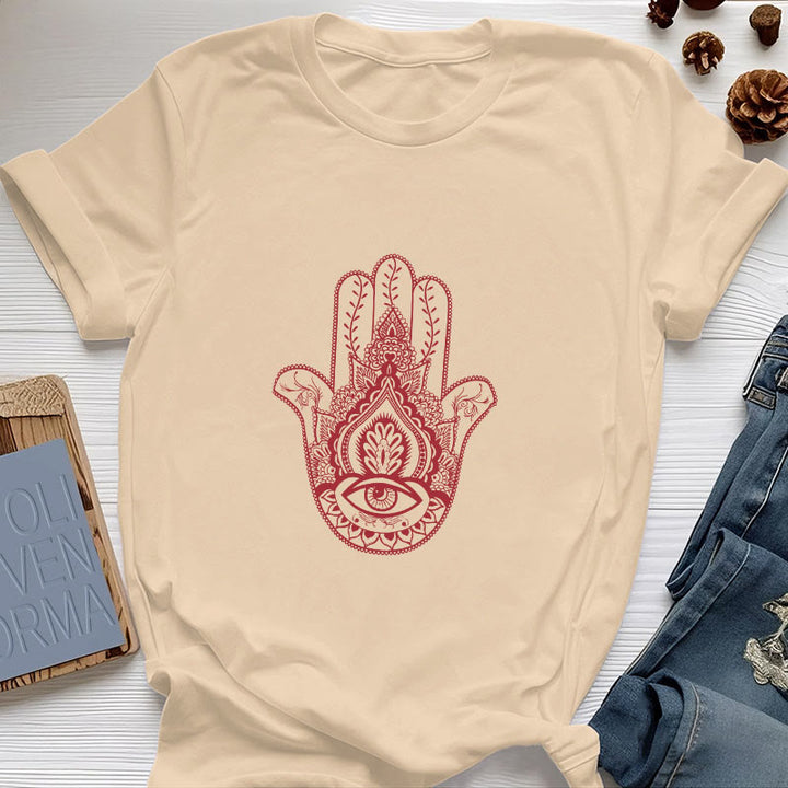 Camiseta de algodón suave con hamsa de Olivenorma