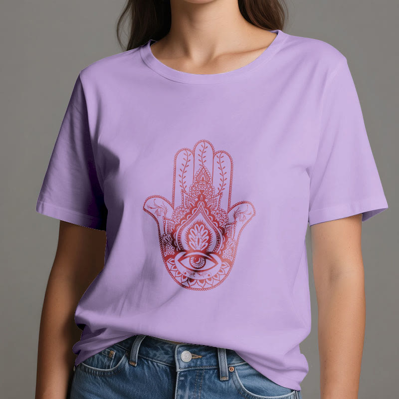 Camiseta de algodón suave con hamsa de Olivenorma