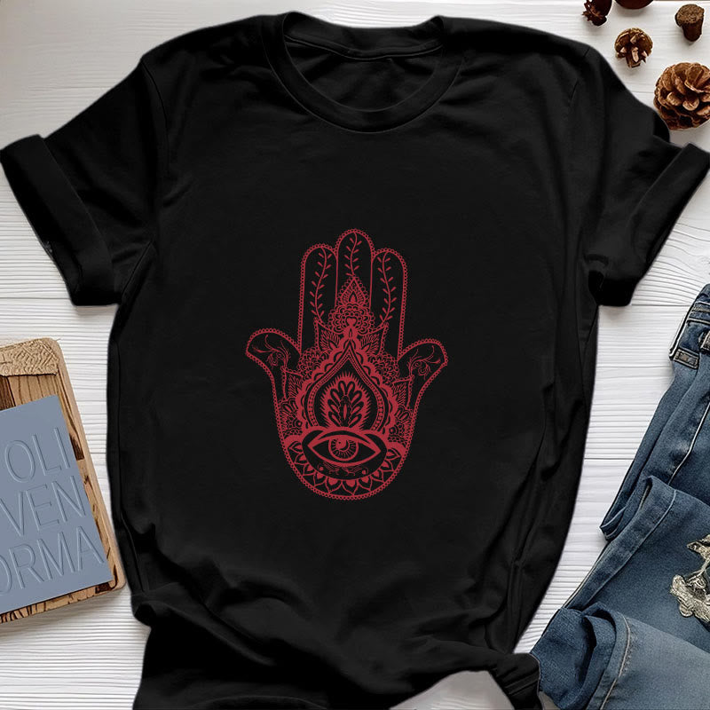 Camiseta de algodón suave con hamsa de Olivenorma