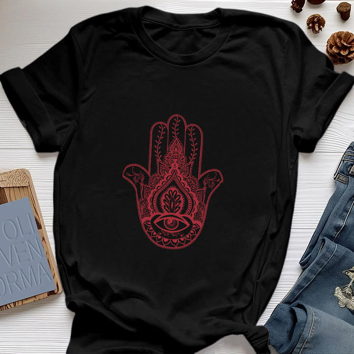 Camiseta de algodón suave con hamsa de Olivenorma