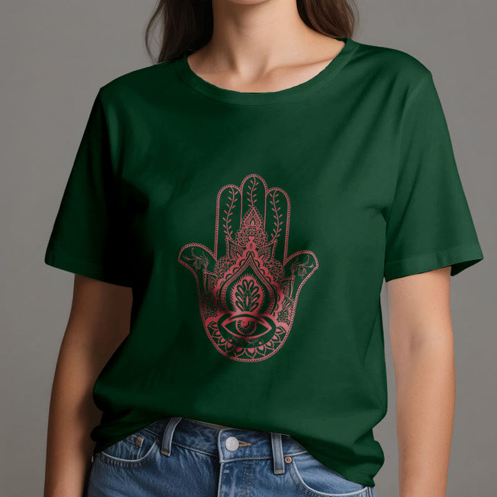 Camiseta de algodón suave con hamsa de Olivenorma