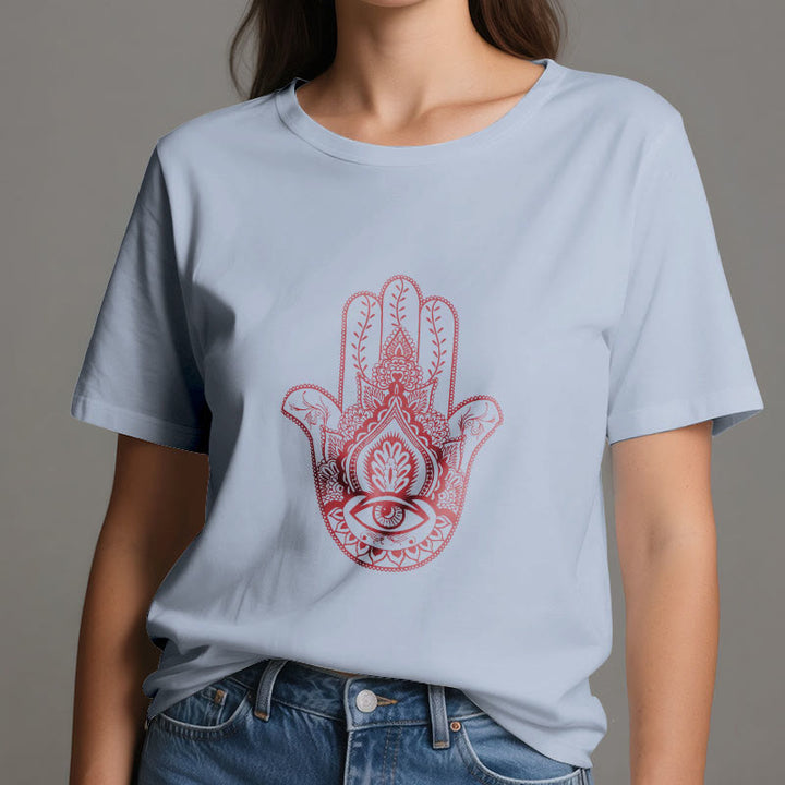 Camiseta de algodón suave con hamsa de Olivenorma