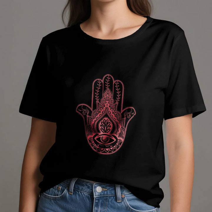 Camiseta de algodón suave con hamsa de Olivenorma