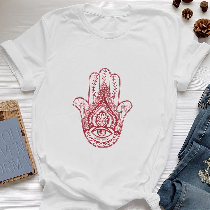 Camiseta de algodón suave con hamsa de Olivenorma