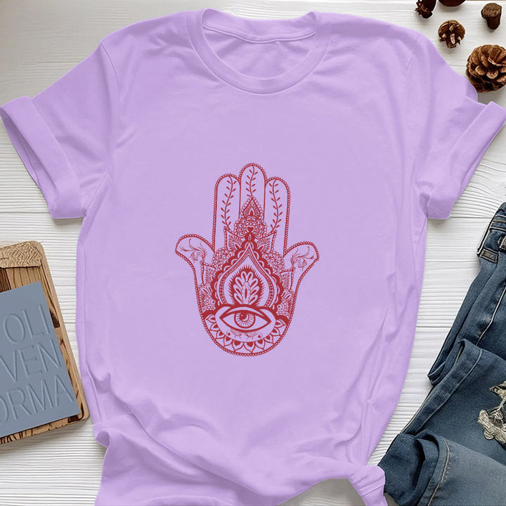Camiseta de algodón suave con hamsa de Olivenorma