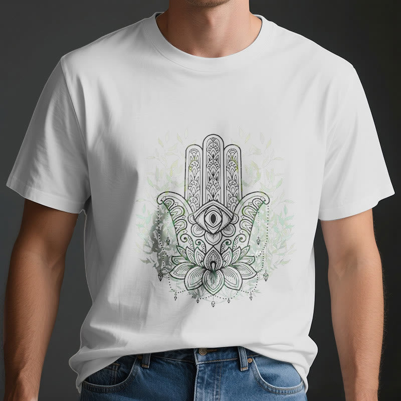 Camiseta de meditación de yoga Hamsa de la Mano de Fátima de Olivenorma
