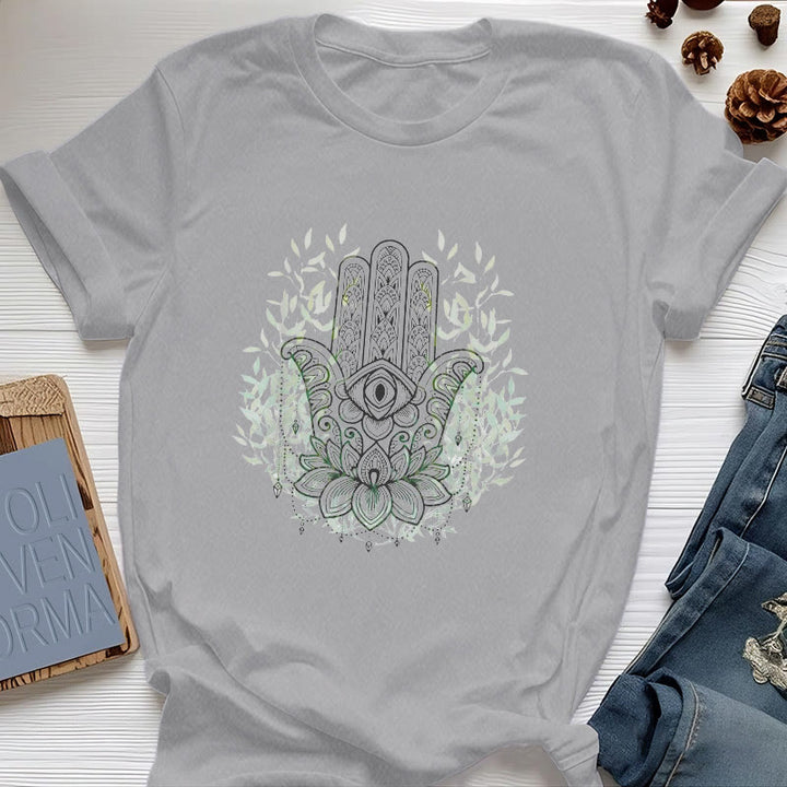 Camiseta de meditación de yoga Hamsa de la Mano de Fátima de Olivenorma