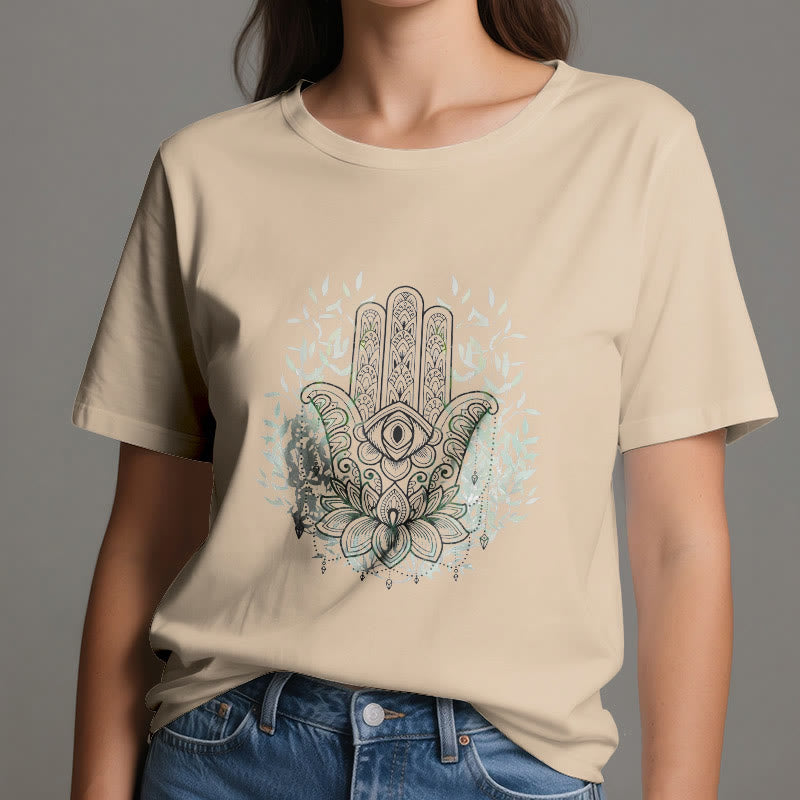 Camiseta de meditación de yoga Hamsa de la Mano de Fátima de Olivenorma