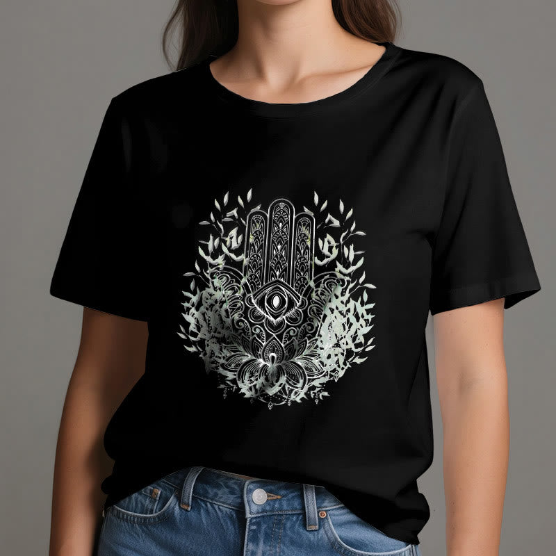Camiseta de meditación de yoga Hamsa de la Mano de Fátima de Olivenorma
