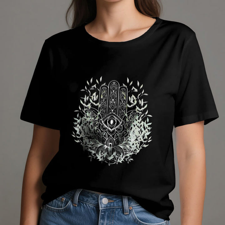 Camiseta de meditación de yoga Hamsa de la Mano de Fátima de Olivenorma