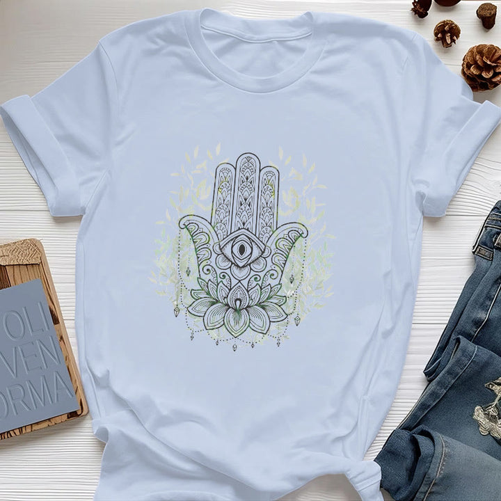 Camiseta de meditación de yoga Hamsa de la Mano de Fátima de Olivenorma