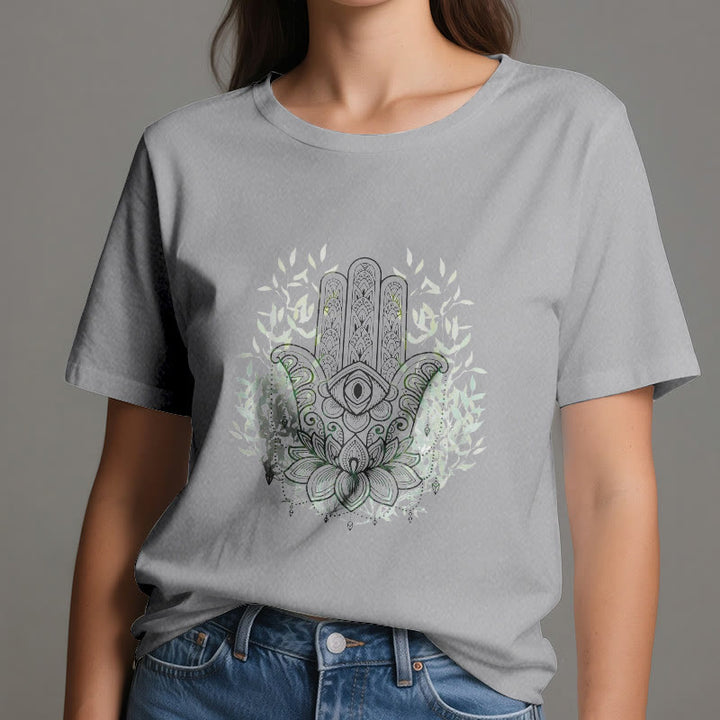 Camiseta de meditación de yoga Hamsa de la Mano de Fátima de Olivenorma