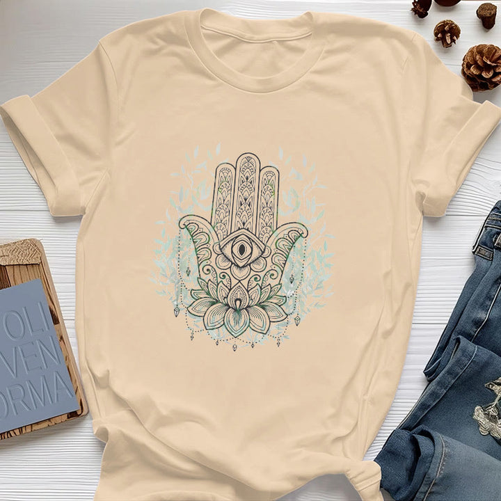 Camiseta de meditación de yoga Hamsa de la Mano de Fátima de Olivenorma