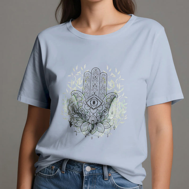 Camiseta de meditación de yoga Hamsa de la Mano de Fátima de Olivenorma