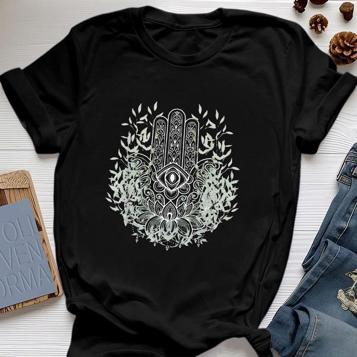 Camiseta de meditación de yoga Hamsa de la Mano de Fátima de Olivenorma