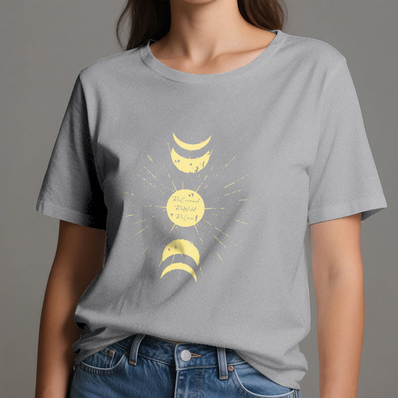 Camiseta de algodón de yoga con fases lunares de Olivenorma