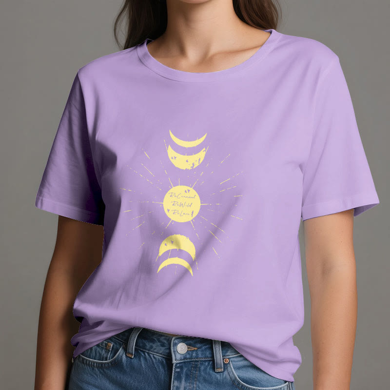 Camiseta de algodón de yoga con fases lunares de Olivenorma