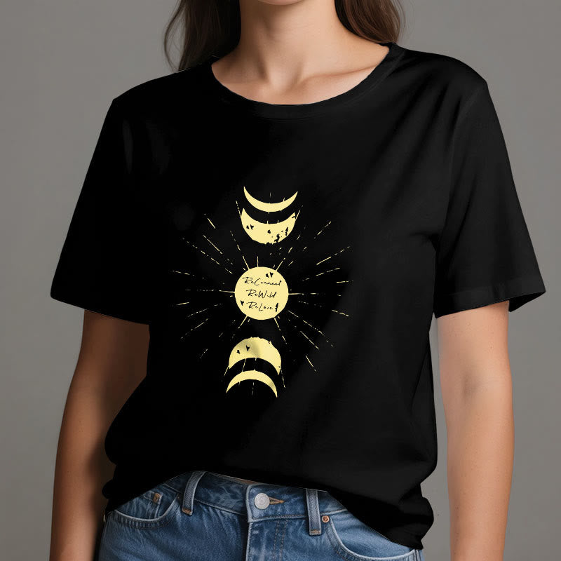 Camiseta de algodón de yoga con fases lunares de Olivenorma