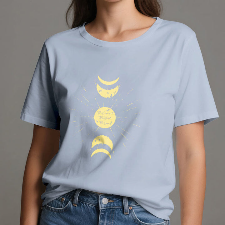 Camiseta de algodón de yoga con fases lunares de Olivenorma