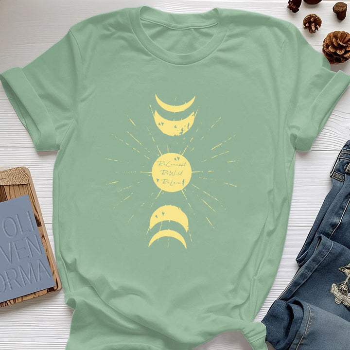 Camiseta de algodón de yoga con fases lunares de Olivenorma