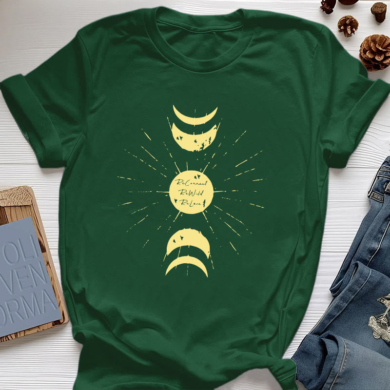 Camiseta de algodón de yoga con fases lunares de Olivenorma