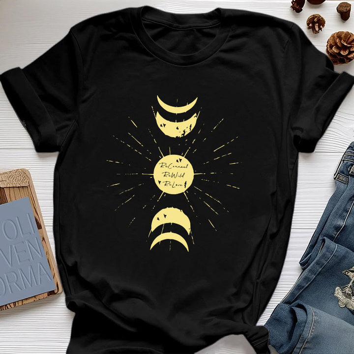 Camiseta de algodón de yoga con fases lunares de Olivenorma