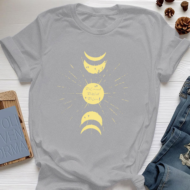 Camiseta de algodón de yoga con fases lunares de Olivenorma