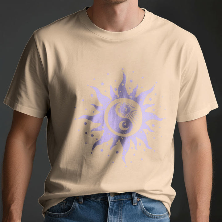 Camiseta cómoda de algodón Olivenorma Yin Yang Luna Sol