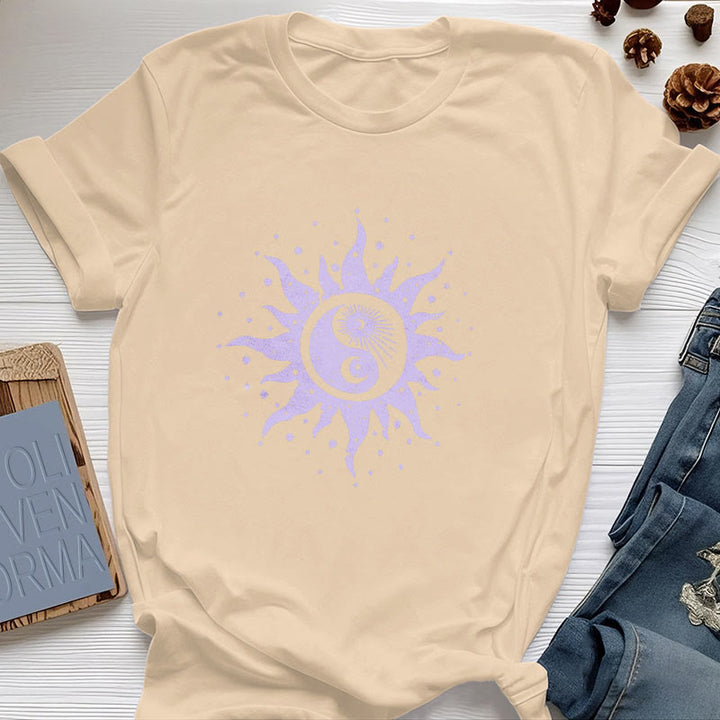 Camiseta cómoda de algodón Olivenorma Yin Yang Luna Sol