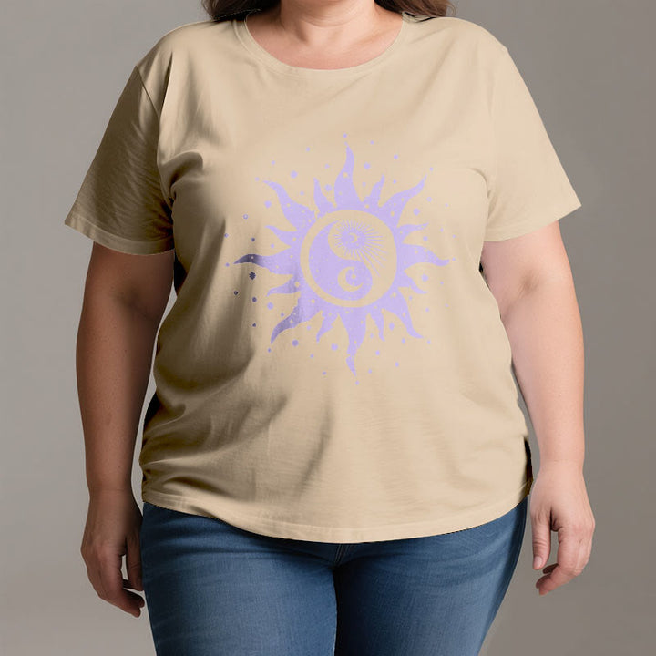 Camiseta cómoda de algodón Olivenorma Yin Yang Luna Sol