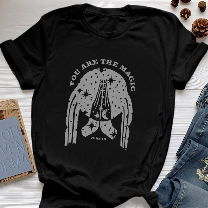 Camiseta de yoga Olivenorma "Sintonízate, eres mágico"