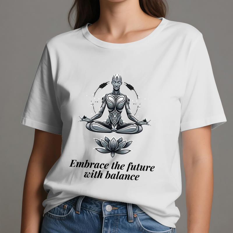 Camiseta espiritual Lotus de Olivenorma "ABRAZA EL FUTURO CON EQUILIBRIO" - image 2