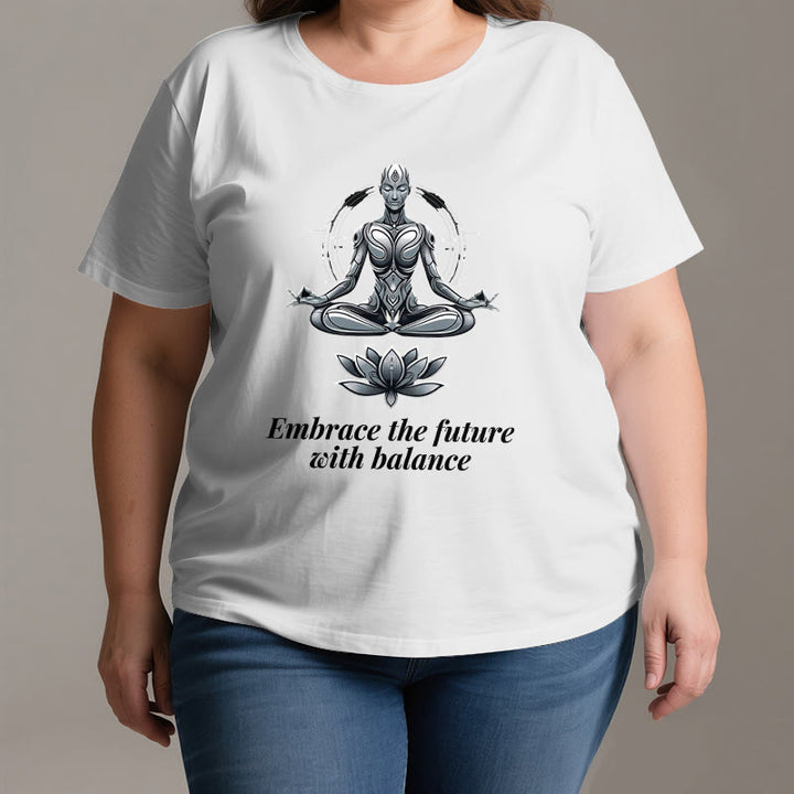 Camiseta espiritual Lotus de Olivenorma "ABRAZA EL FUTURO CON EQUILIBRIO" - image 3