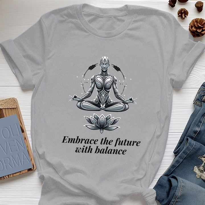 Camiseta espiritual Lotus de Olivenorma "ABRAZA EL FUTURO CON EQUILIBRIO" - Gris - 2XL - image 8