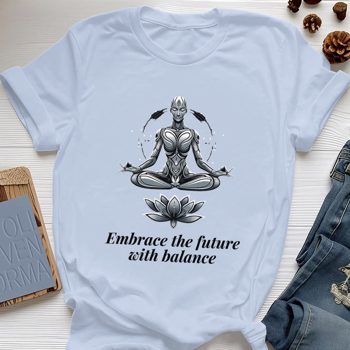 Camiseta espiritual Lotus de Olivenorma "ABRAZA EL FUTURO CON EQUILIBRIO" - Azul - 2XL - image 12