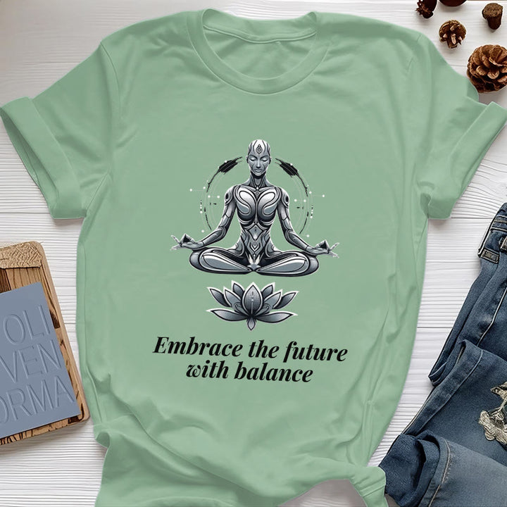 Camiseta espiritual Lotus de Olivenorma "ABRAZA EL FUTURO CON EQUILIBRIO" - Verde claro - 2XL - image 18