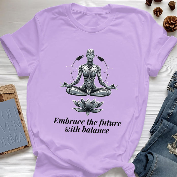 Camiseta espiritual Lotus de Olivenorma "ABRAZA EL FUTURO CON EQUILIBRIO" - Púrpura - 2XL - image 16