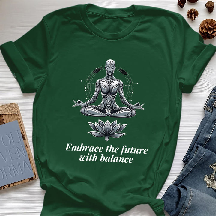 Camiseta espiritual Lotus de Olivenorma "ABRAZA EL FUTURO CON EQUILIBRIO" - Verde oscuro - 2XL - image 20