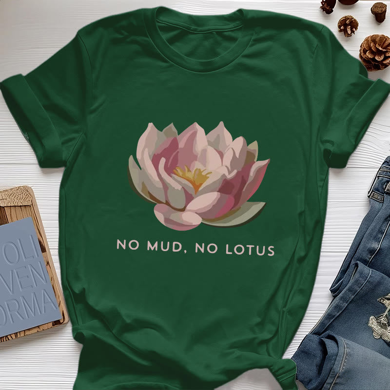 Camiseta de yoga de algodón Olivenorma "SIN LODO, SIN LOTO" - Verde oscuro - 2XL - image 20