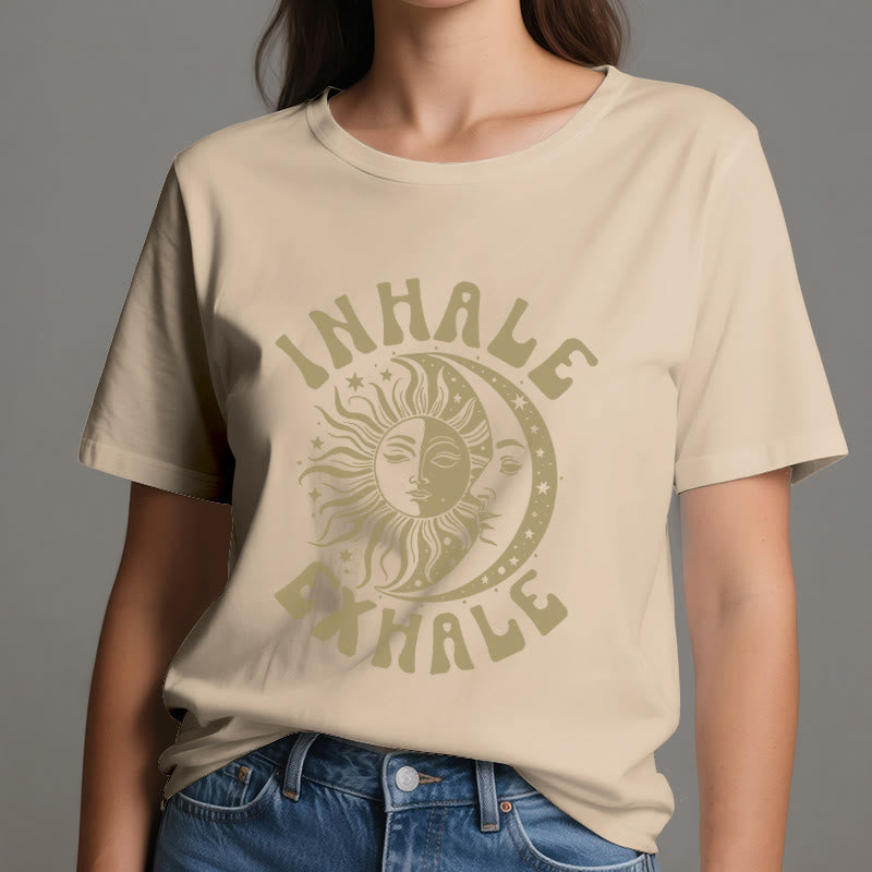 Camiseta espiritual "Inhala, exhala" de Olivenorma , Sol y Luna - image 11