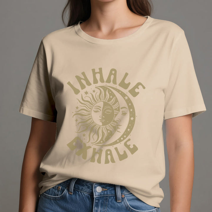 Camiseta espiritual "Inhala, exhala" de Olivenorma , Sol y Luna - image 11