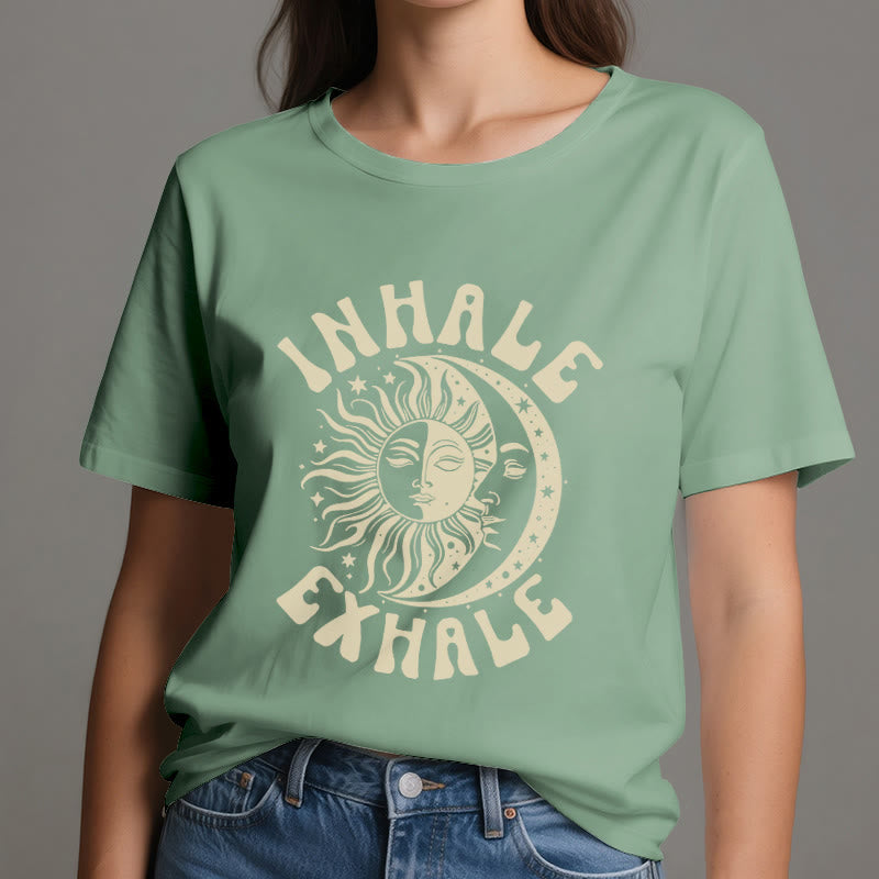 Camiseta espiritual "Inhala, exhala" de Olivenorma , Sol y Luna - image 19