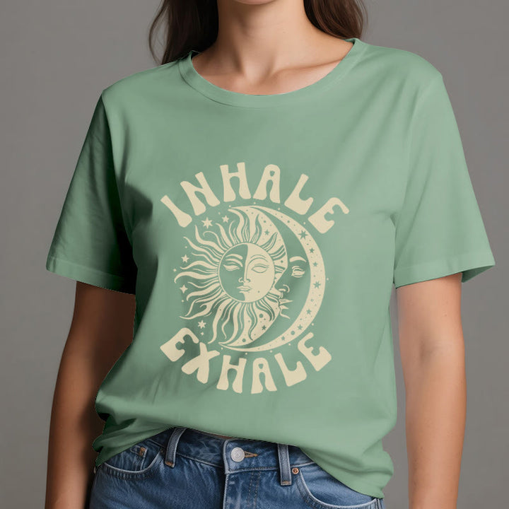 Camiseta espiritual "Inhala, exhala" de Olivenorma , Sol y Luna - image 19