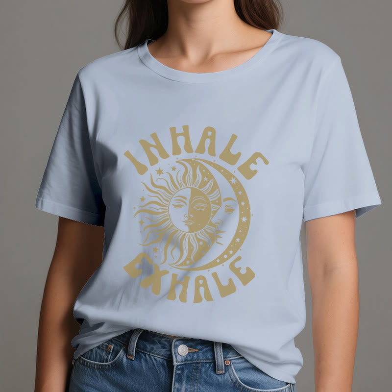 Camiseta espiritual "Inhala, exhala" de Olivenorma , Sol y Luna - image 15