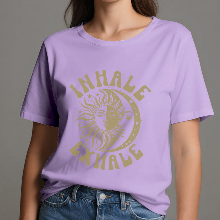 Camiseta espiritual "Inhala, exhala" de Olivenorma , Sol y Luna - image 17