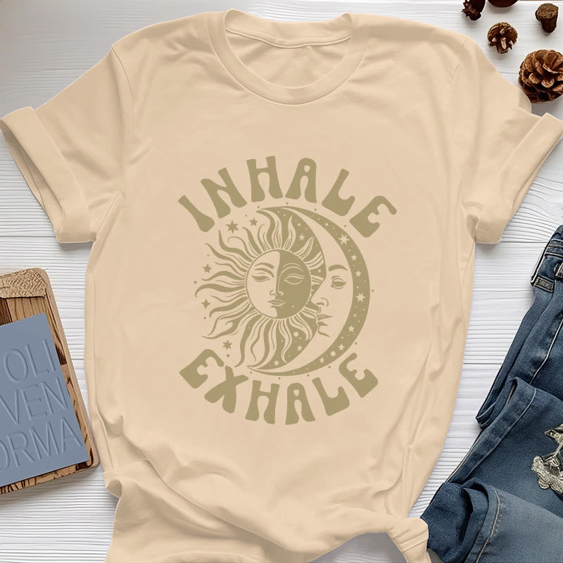 Camiseta espiritual "Inhala, exhala" de Olivenorma , Sol y Luna - Amarillo - 2XL - image 10