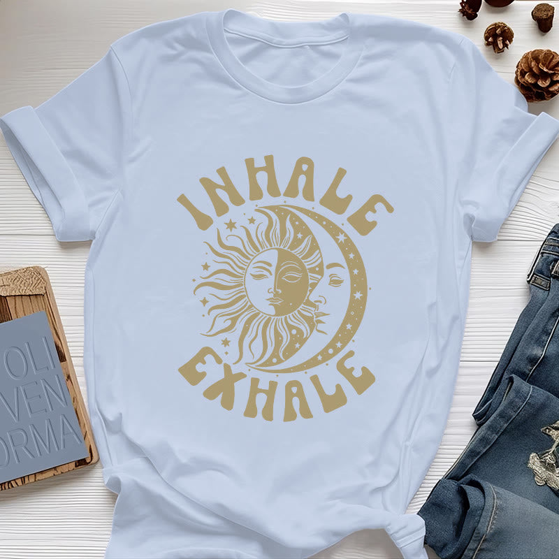 Camiseta espiritual "Inhala, exhala" de Olivenorma , Sol y Luna - Azul - 2XL - image 14