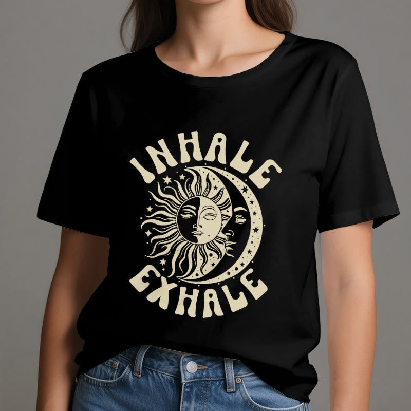 Camiseta espiritual "Inhala, exhala" de Olivenorma , Sol y Luna - image 9