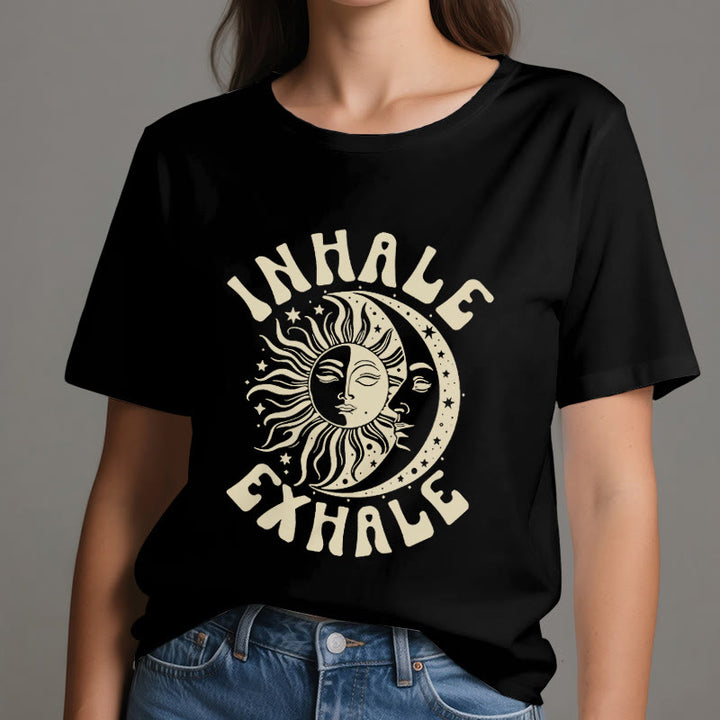 Camiseta espiritual "Inhala, exhala" de Olivenorma , Sol y Luna - image 9